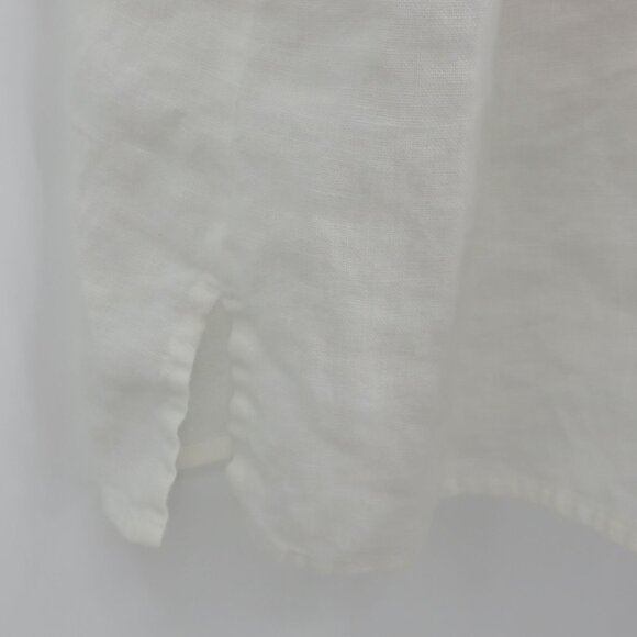 LL Bean Women Plus 1X Linen White Collar Short Sleeve Button Front Shirt Top - Picture 5 of 10